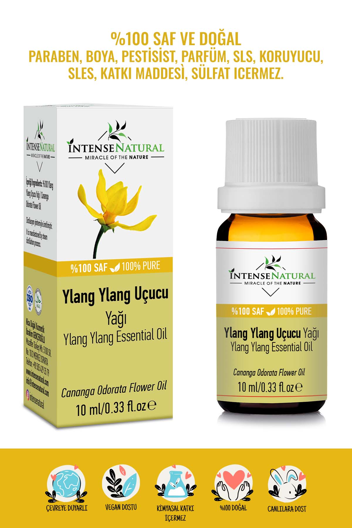 Ylang Ylang Uçucu Yağı 10 ml Su Buharı Distilasyonu Esansiyel %100 Saf ve Doğal Ylang Ylang Essential Oil